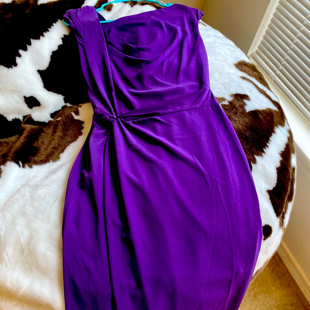 Purple Eva Mendes Mid-Length Dress